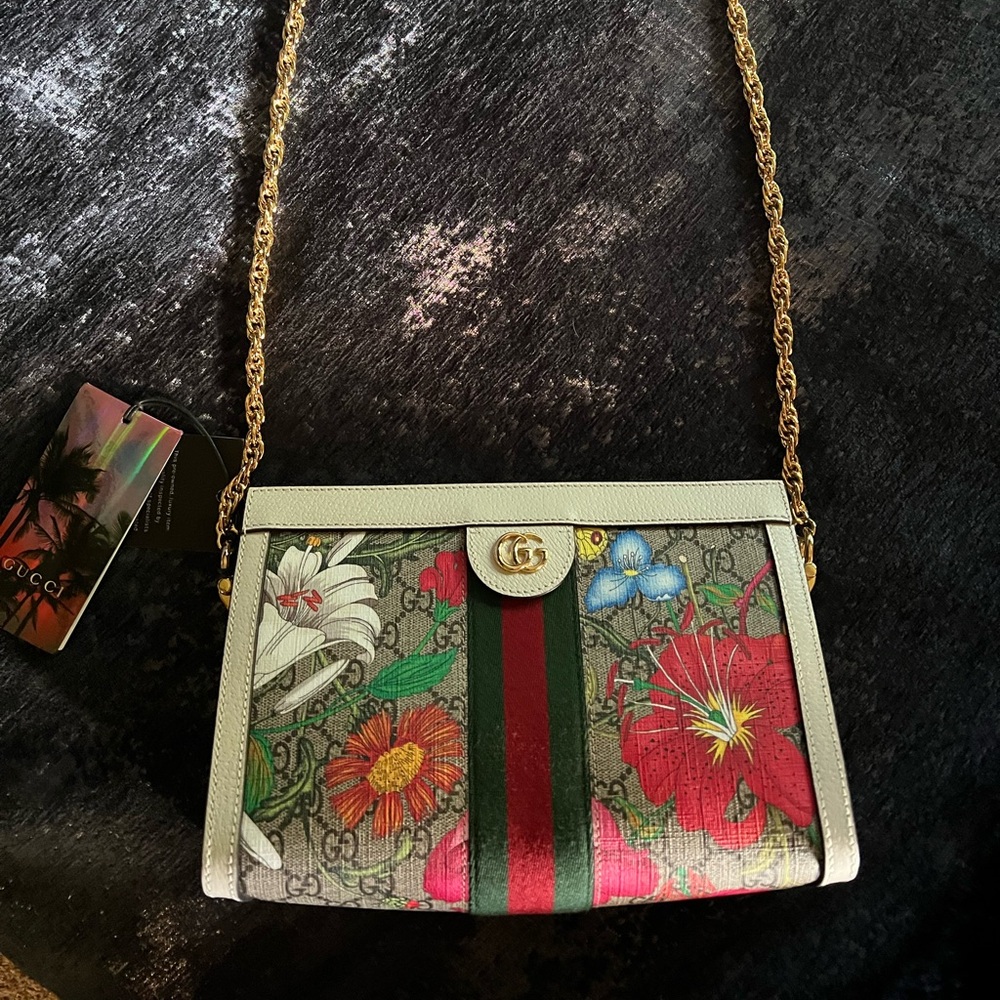GUCCI small ophidia gold chain shoulder bag